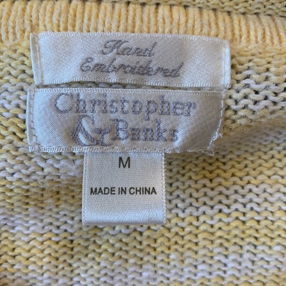 Christopher & Banks Hand Embroidered Flowers Knit Cardigan Vintage Cottagcore M - Picture 7 of 8